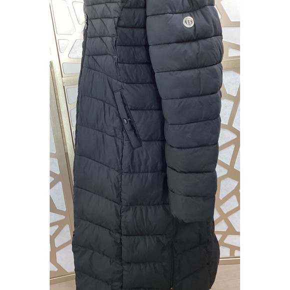 BERNARDO Quilted CALF Long Coat JACKET EcoPlume Fill HOODED ZIPPER  L Puffer - Picture 7 of 10
